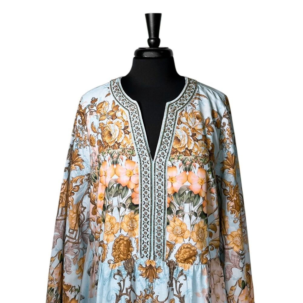 Soft Surroundings Womens XL Floral Baroque Maxi Boho Peasant Embroidered Tiered - Picture 5 of 10